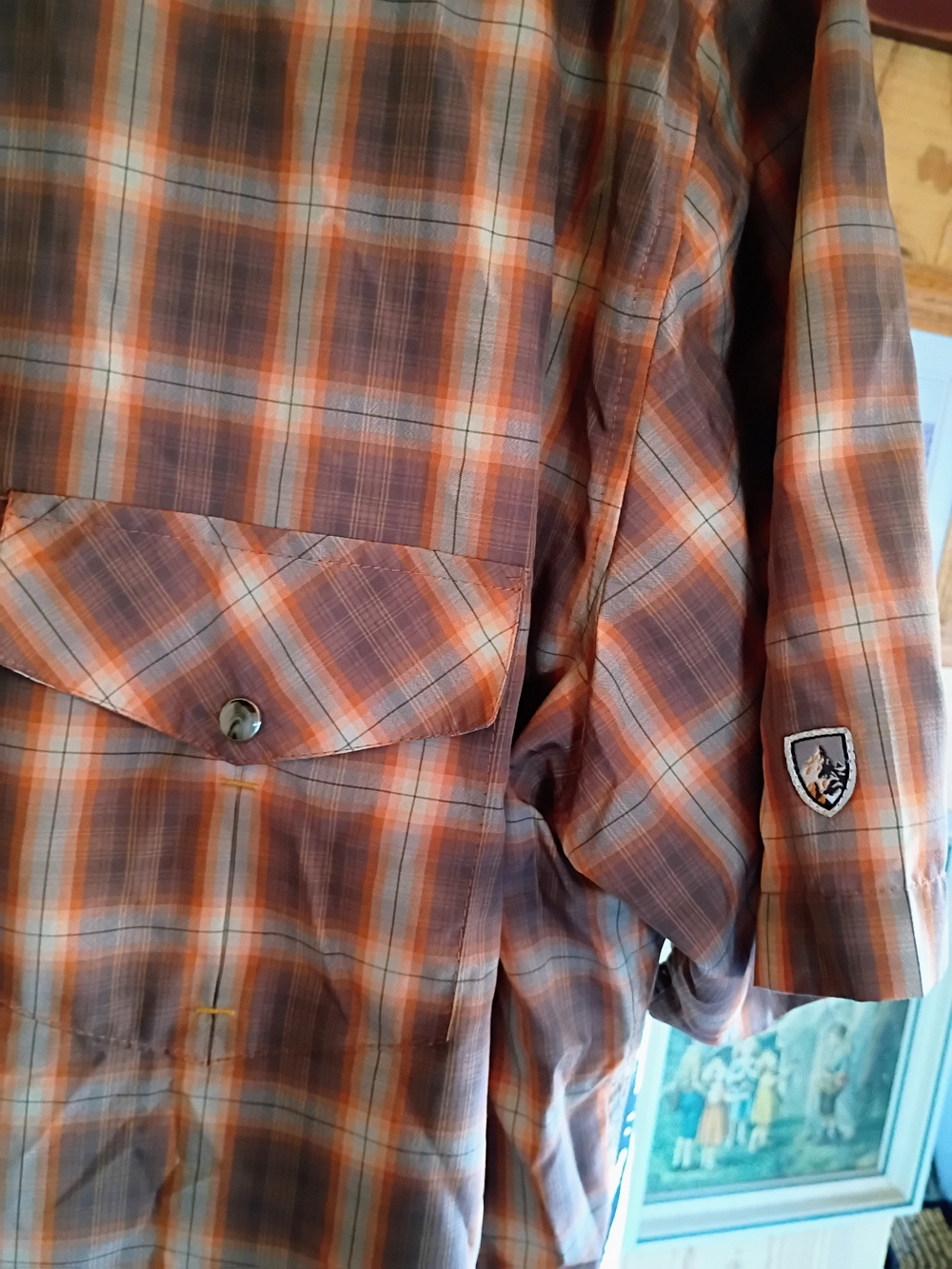 Kuhl Shirt EUC Snap Front Plaid Brown Orange - Picture 5 of 11